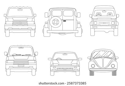 Types of cars front and back view
