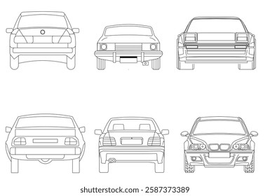 Types of cars front and back view
