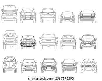 Types of cars front and back view
