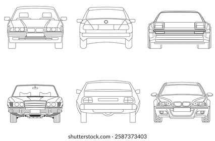 Types of cars front and back view
