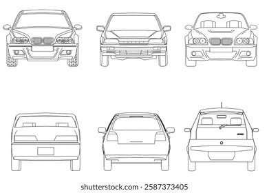 Types of cars front and back view
