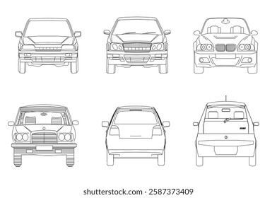 Types of cars front and back view
