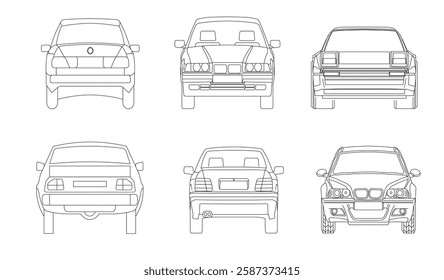 Types of cars front and back view
