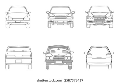 Types of cars front and back view
