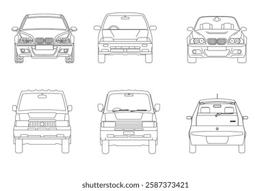 Types of cars front and back view
