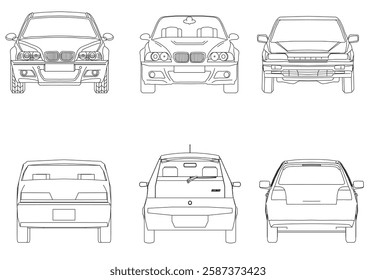Types of cars front and back view
