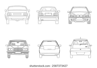 Types of cars front and back view

