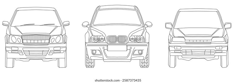 Types of cars front and back view
