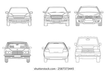 Types of cars front and back view
