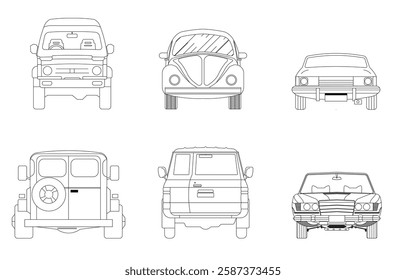 Types of cars front and back view
