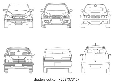 Types of cars front and back view
