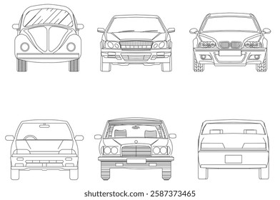 Types of cars front and back view
