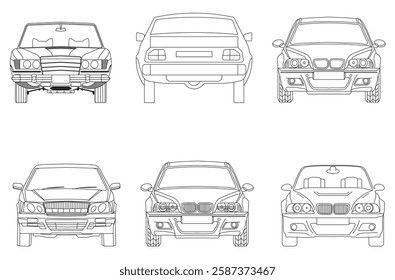 Types of cars front and back view
