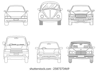 Types of cars front and back view
