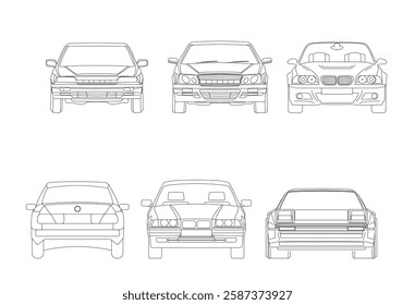 Types of cars front and back view
