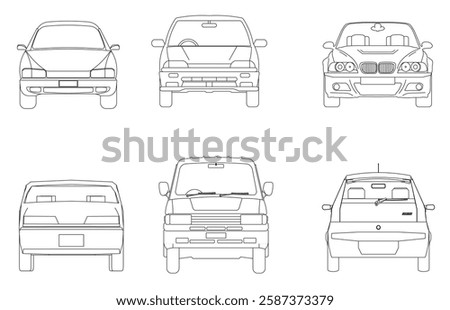Types of cars front and back view
