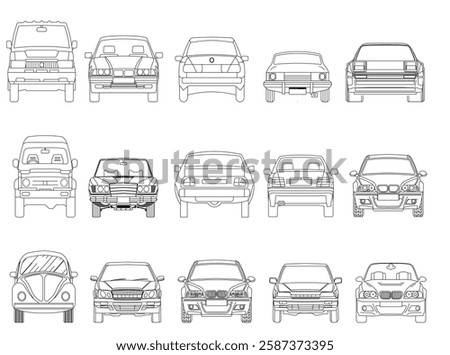 Types of cars front and back view
