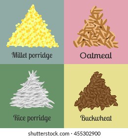 types of cereals. oatmeal. Fig. buckwheat. millet