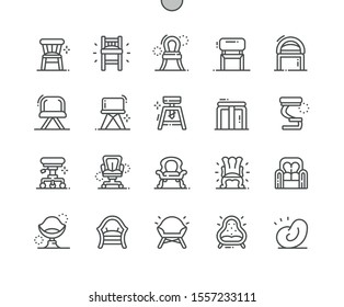 Types of Chairs Well-crafted Pixel Perfect Vector Thin Line Icons 30 2x Grid for Web Graphics and Apps. Simple Minimal Pictogram