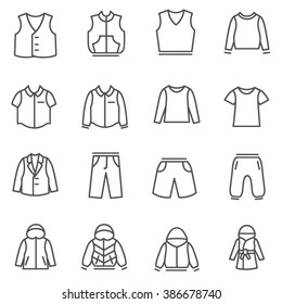 Types Clothes Boys Teenagers Line Icons Stock Vector (Royalty Free ...