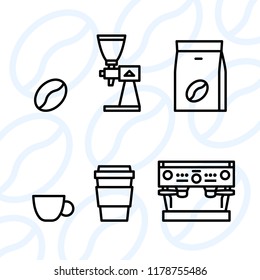 Types of coffee equipment icon set - Espresso machine and barista set - 8