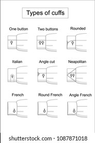 Types of cuffs. White background. Scetch design