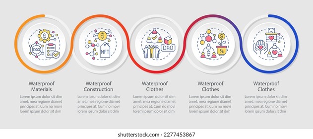 Types of DAOs loop infographic template. Internet industry. Data visualization with 5 steps. Editable timeline info chart. Workflow layout with line icons. Myriad Pro-Regular font used