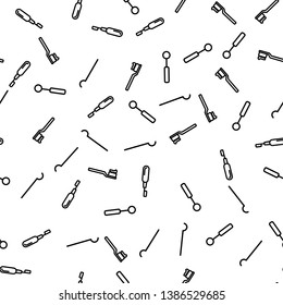 Types Of Dental Equipment Seamless Pattern Vector. Toothbrush With Toothpaste, Dentist Dental Floss Monochrome Texture Icons. Stomatology Healthcare Tools Template Flat Illustration