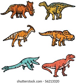 Types of dinos illustration