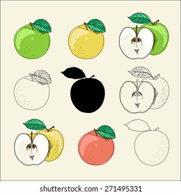 Types of drawing apples