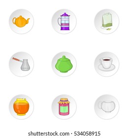 Types of drink icons set. Cartoon illustration of 9 types of drink vector icons for web