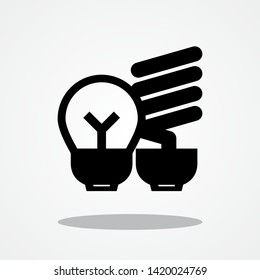 Types of Electric Bulbs. Icon with Gray Shadow