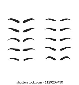 Types of eyebrows forms isolated on white background. Beauty concept. 
