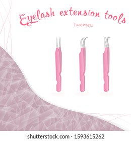 Types of Eyelash Tweezers on white background