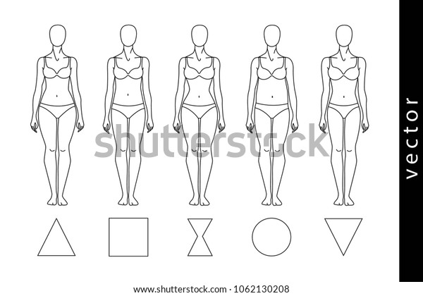 Types Female Figure Triangle Rectangle Hourglass Stock Vector (Royalty ...