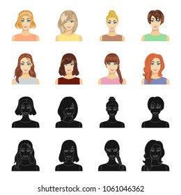 Types of female hairstyles black,cartoon icons in set collection for design. Appearance of a woman vector symbol stock web illustration.