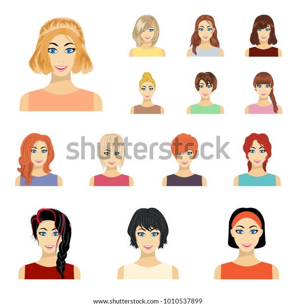 Types Female Hairstyles Cartoon Icons Set Stock Vector (Royalty Free ...