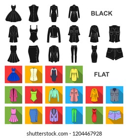 Types of female hairstyles flat icons in set collection for design. Appearance of a woman vector symbol stock web illustration.