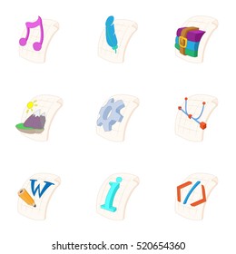 Types of files icons set. Cartoon illustration of 9 types of files vector icons for web