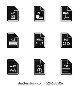 Document Types Icons Set Simple Illustration Stock Illustration ...