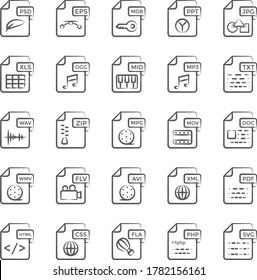 Types of Files Line Icons