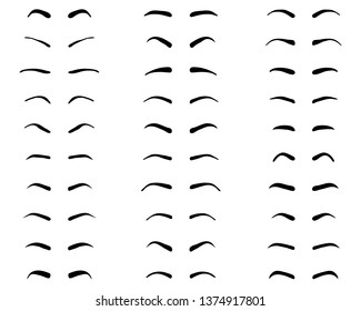 Types and forms of eyebrows, tattoo design, vector