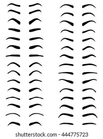 Types and forms of eyebrows, tattoo design,black silhouettes, vector