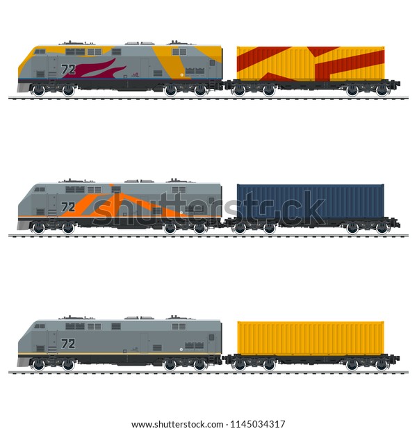 Types Freight Train Cargo Container เวกเตอร์สต็อก (ปลอดค่า