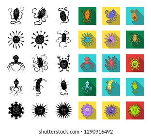 Types of funny microbes black,flat icons in set collection for design. Microbes pathogenic vector symbol stock web illustration.