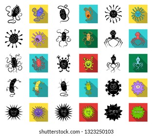 Types of funny microbes black,flat icons in set collection for design. Microbes pathogenic vector symbol stock web illustration.
