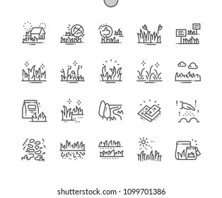 Types Garden grass Well-crafted Pixel Perfect Vector Thin Line Icons 30 2x Grid for Web Graphics and Apps. Simple Minimal Pictogram