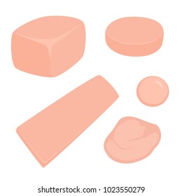 Types of gum, including various shapes.  Transparent background in vector file.