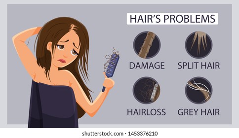 Types of hair problem, alopecia, damage, gray hair