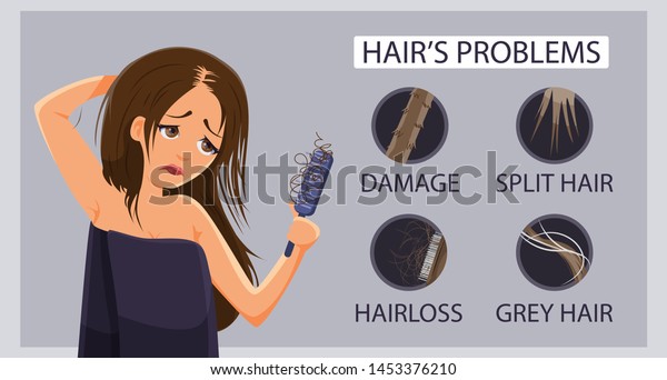 Types Hair Problem Alopecia Damage Gray Stock Vector Royalty Free